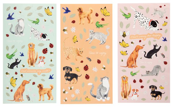 stickervellen 19x10 huisdieren - 3 stuks - 14120179 - HEMA
