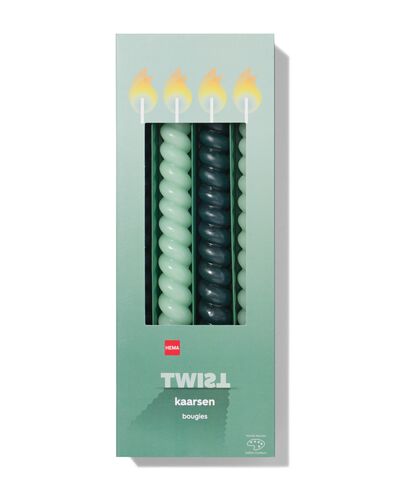 kaarsen gedraaid groen 4 stuks  - 13506094 - HEMA