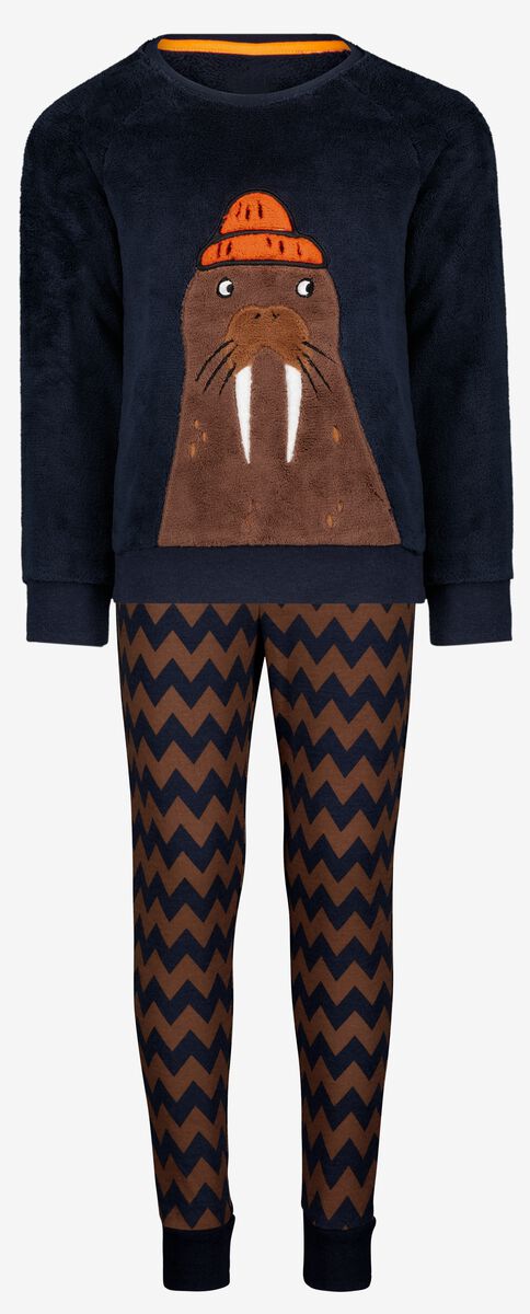 spiraal Anoniem brandstof kinder pyjama fleece/katoen walrus donkerblauw - HEMA