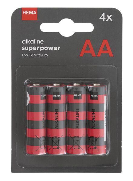 AA alkaline super power batterijen - 4 stuks - 41290255 - HEMA