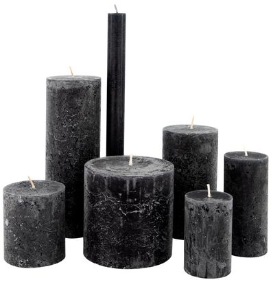 rustieke kaars - 13 x 7 cm - antraciet zwart 7 x 13 - 13500711 - HEMA