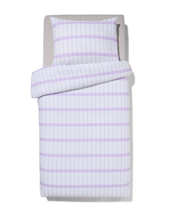 dekbedovertrek zacht katoen 140x200/220 blokjes lila - 5760134 - HEMA