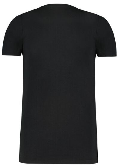 heren t-shirt regular fit o-hals extra lang - 2 stuks zwart zwart - 1000009971 - HEMA