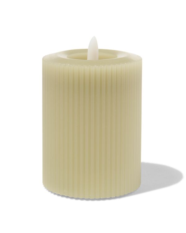 HEMA HEMA LED ribbel kaars met wax Ø7.5x10 lichtgroen aanbieding