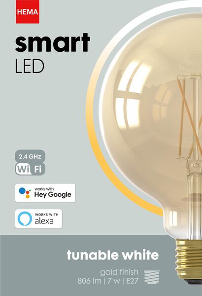 smart LED lamp globe 7W - 806 lm - goud - 20000031 - HEMA