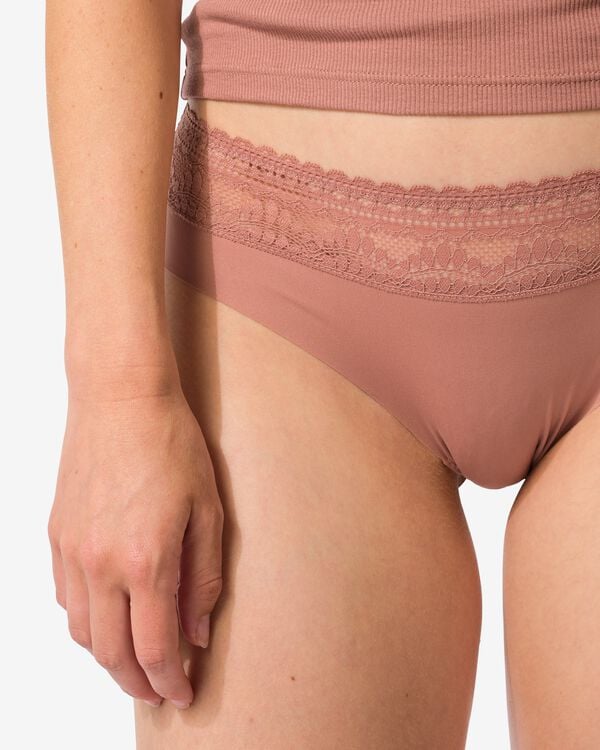 dames brazilian micro met kanten tailleband lichtbruin lichtbruin - 19621500LIGHTBROWN - HEMA