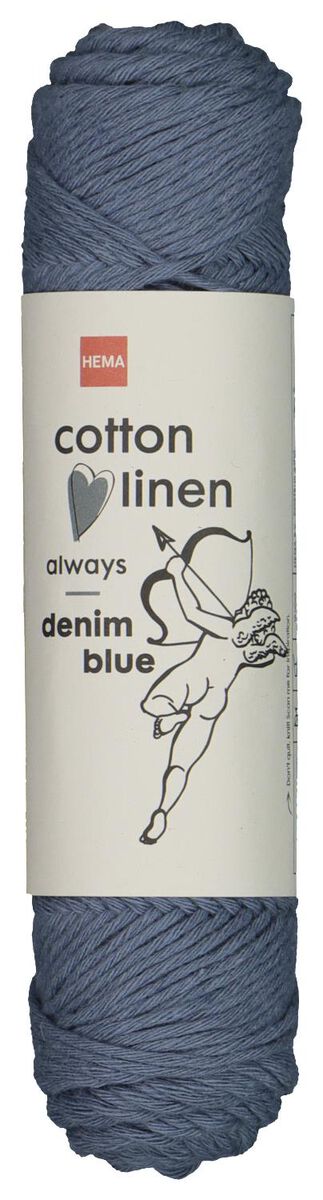 brei en haakgaren katoen/linnen 50gr/83m denimblauw blauw cotton linen - 1400201 - HEMA
