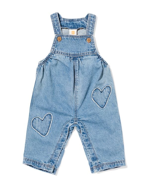 babytuinbroek denim hartjes denim denim - 33042470DENIM - HEMA