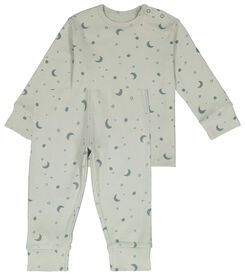baby pyjama rib katoen/stretch maan blauw blauw - 1000028773 - HEMA