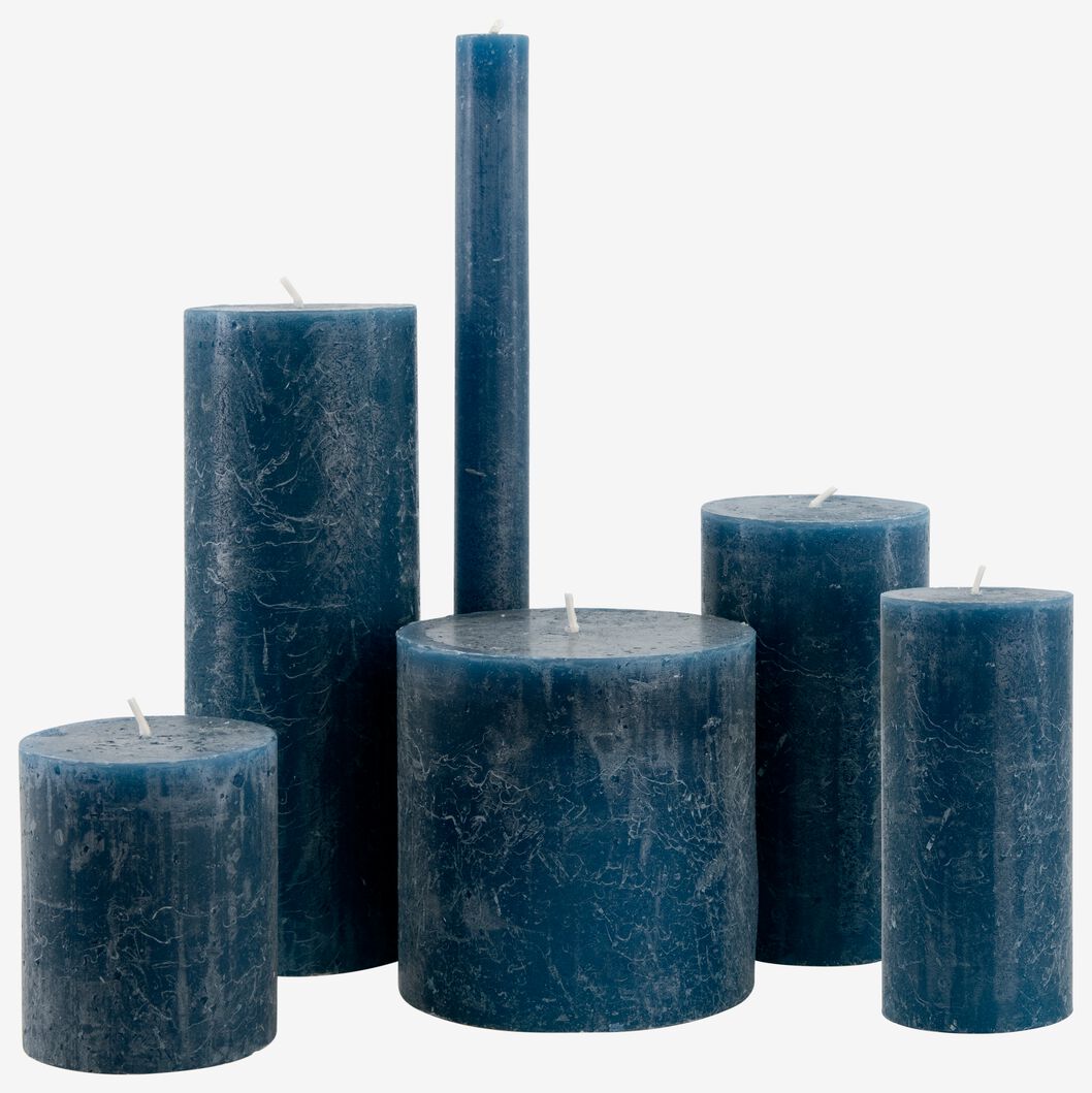 rustieke kaarsen blauw blauw - 1000032606 - HEMA