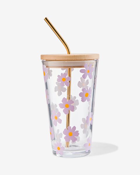 drinkglas glas bloemen 410ml - 61150449 - HEMA