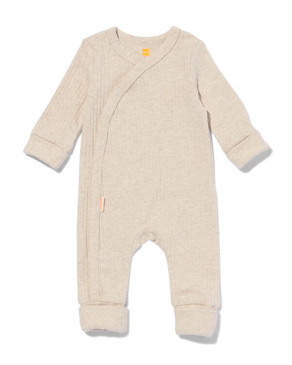 newborn meegroei boxpakje rib bamboe met stretch zand zand - 33405720SAND - HEMA