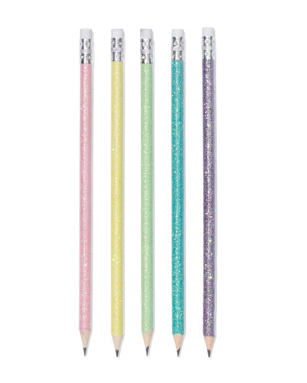 potlodenset glitter - 5 stuks - 14470111 - HEMA