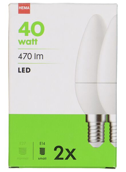 LED lamp 40W - 470 lm - kaars - mat - 2 stuks - 20090038 - HEMA