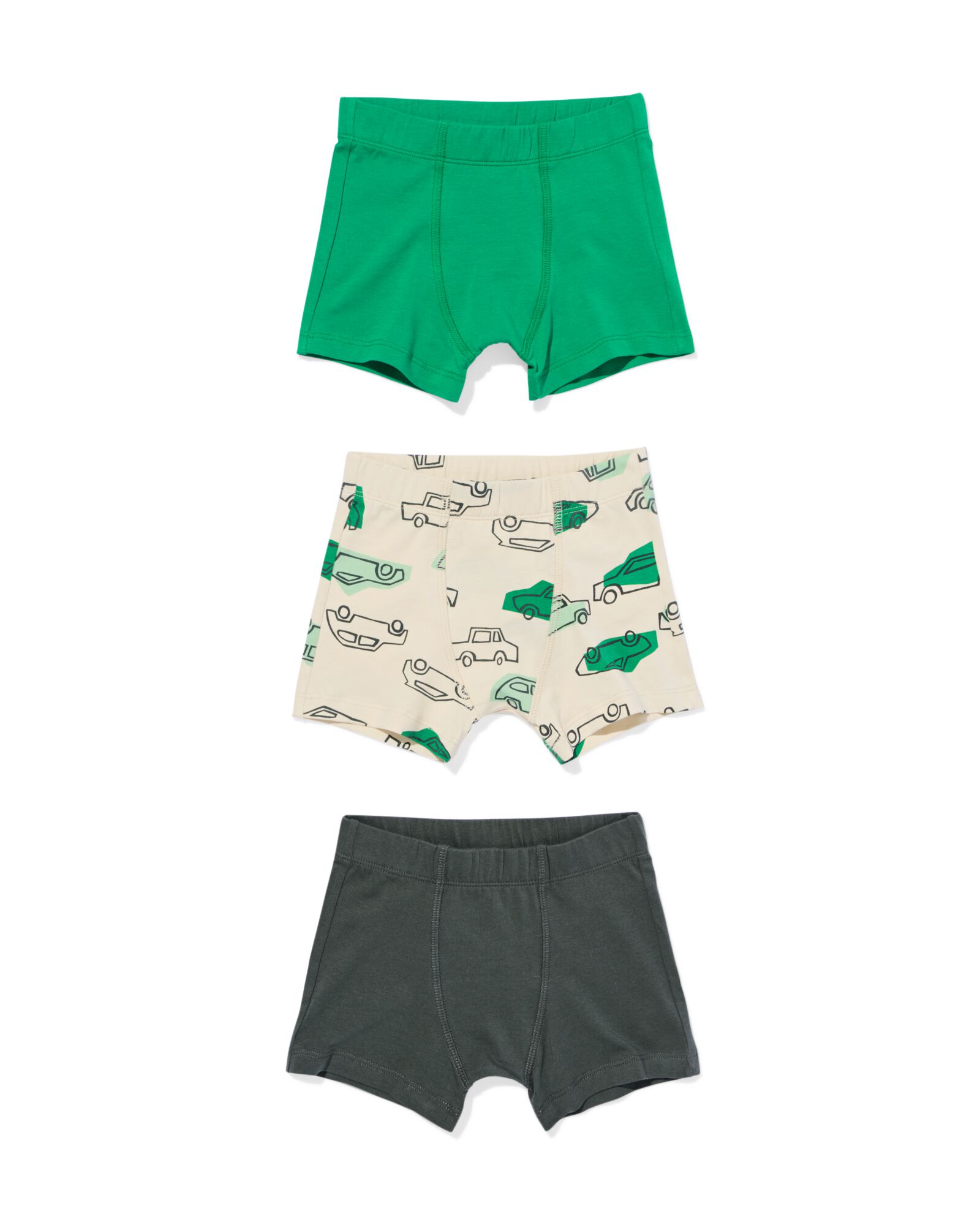 kinderboxers auto - 3 stuks groen 98/104 - 19250072 - HEMA