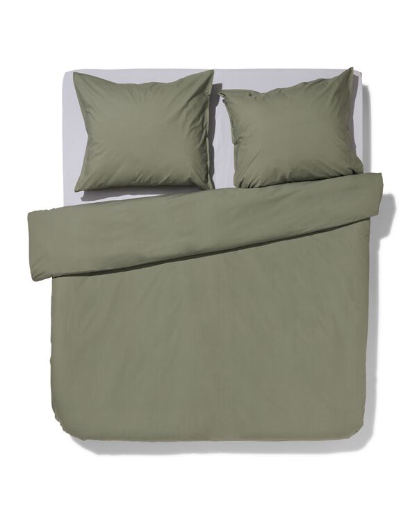 dekbedovertrek percal 200x200/220 legergroen - 5790271 - HEMA