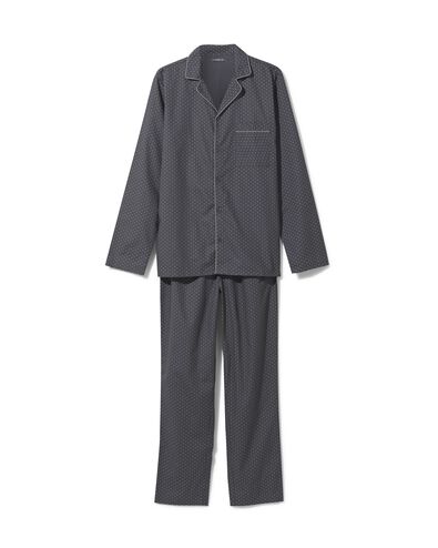 heren pyjama met blokjes poplin zwart M - 23662741 - HEMA