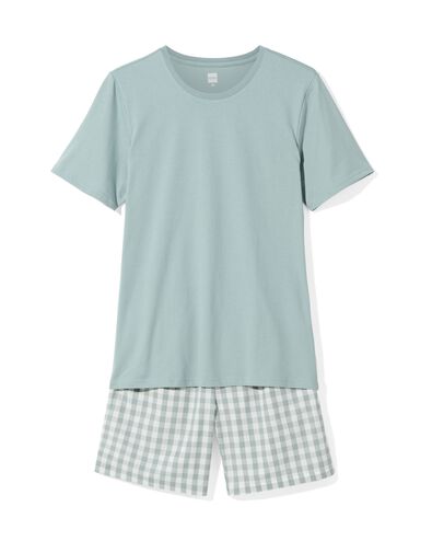 herenshortama poplin ruiten lichtgroen lichtgroen - 23693850LIGHTGREEN - HEMA