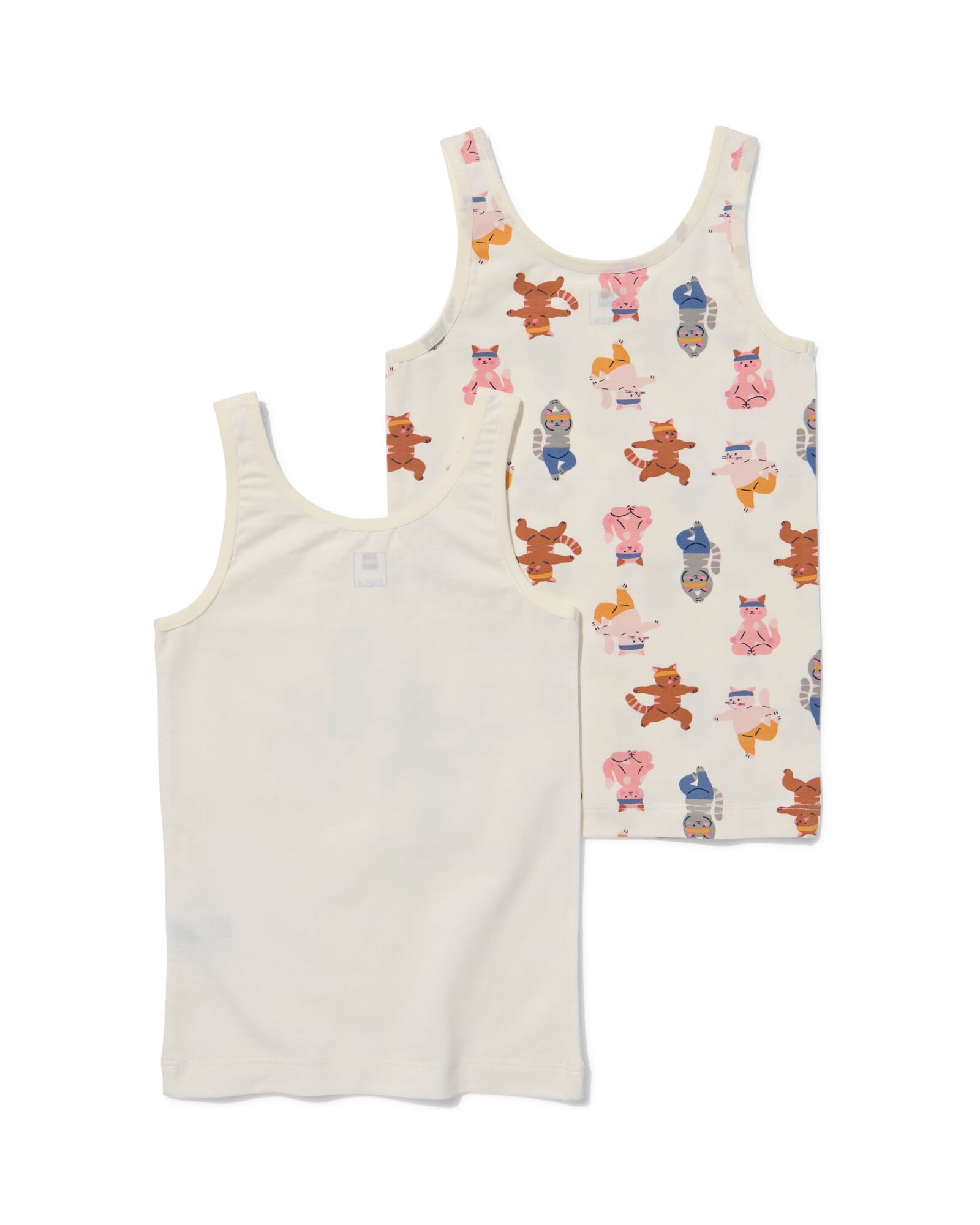 kinder hemden stretch katoen yoga - 2 stuks gebroken wit - 1000031069 - HEMA