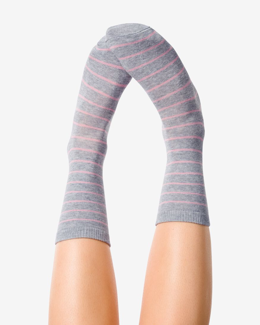 dames sokken met katoen - 5 paar grijsmelange grijsmelange - 4270420GREYMELANGE - HEMA
