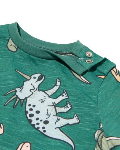 baby t-shirt dino/streep - 2 stuks groen - 1000030538 - HEMA