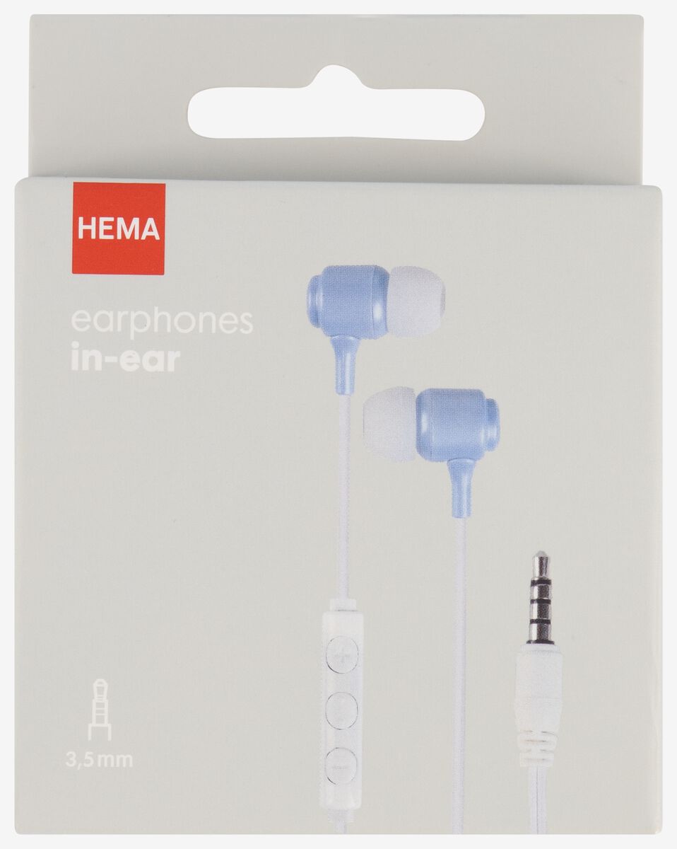 oortelefoon in-ear met microfoon en volumeregeling lichtblauw - 39610121 - HEMA