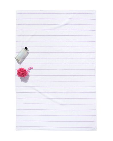 handdoek 100x150 zware kwaliteit wit met lila streep lila handdoek 100 x 150 - 5254711 - HEMA