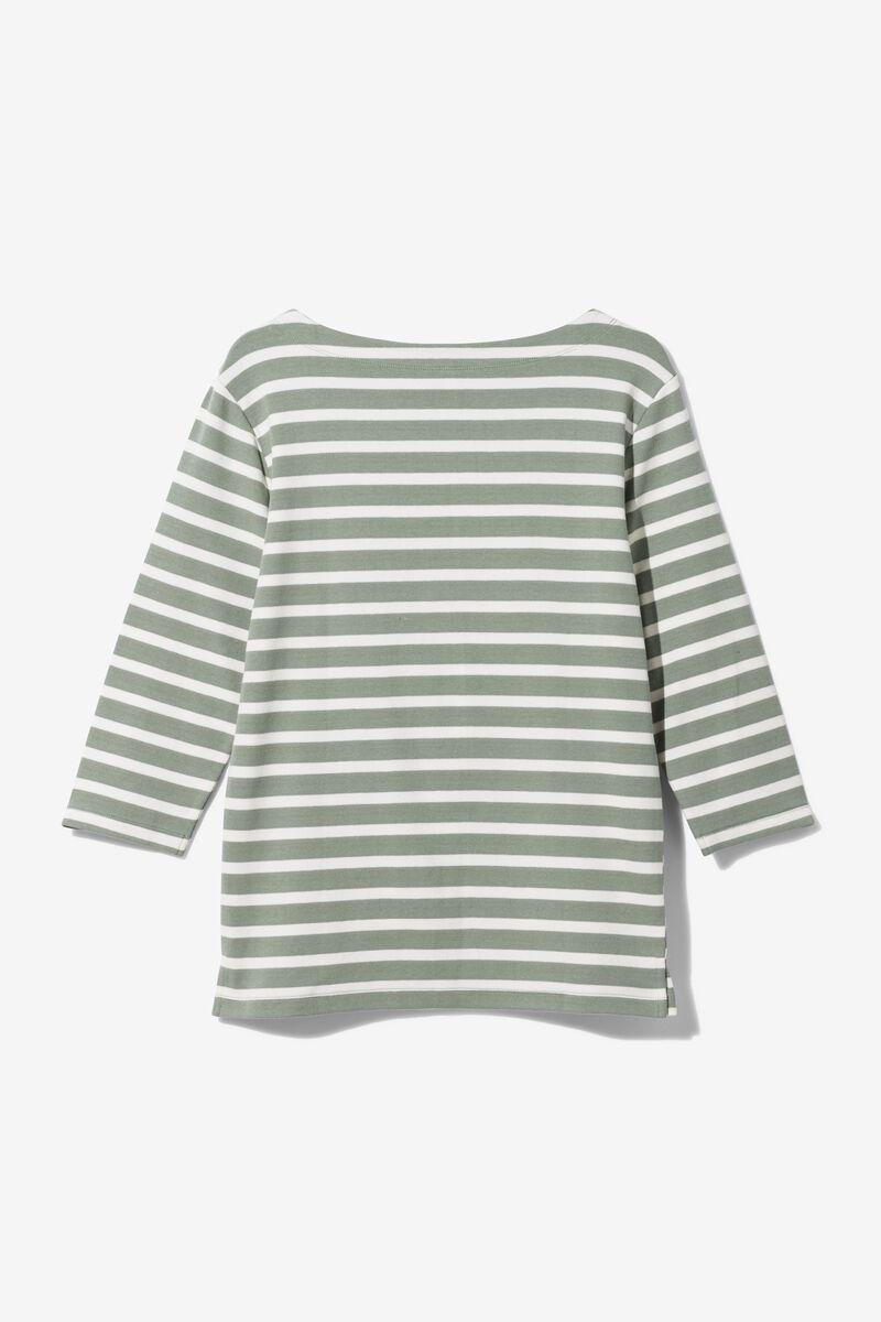 dames t-shirt Cara met boothals groen - 1000029918 - HEMA
