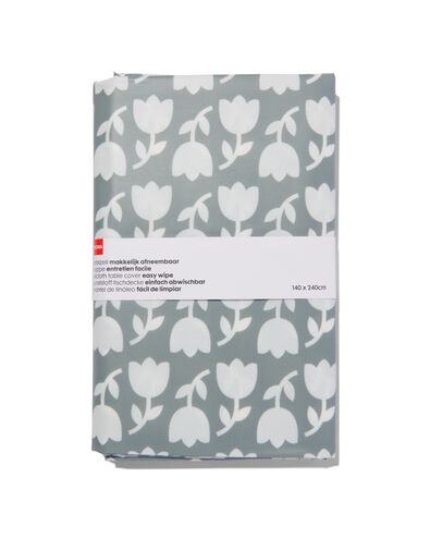 tafelzeil 140x240 polyester - tulpen grijs/wit - 5390006 - HEMA