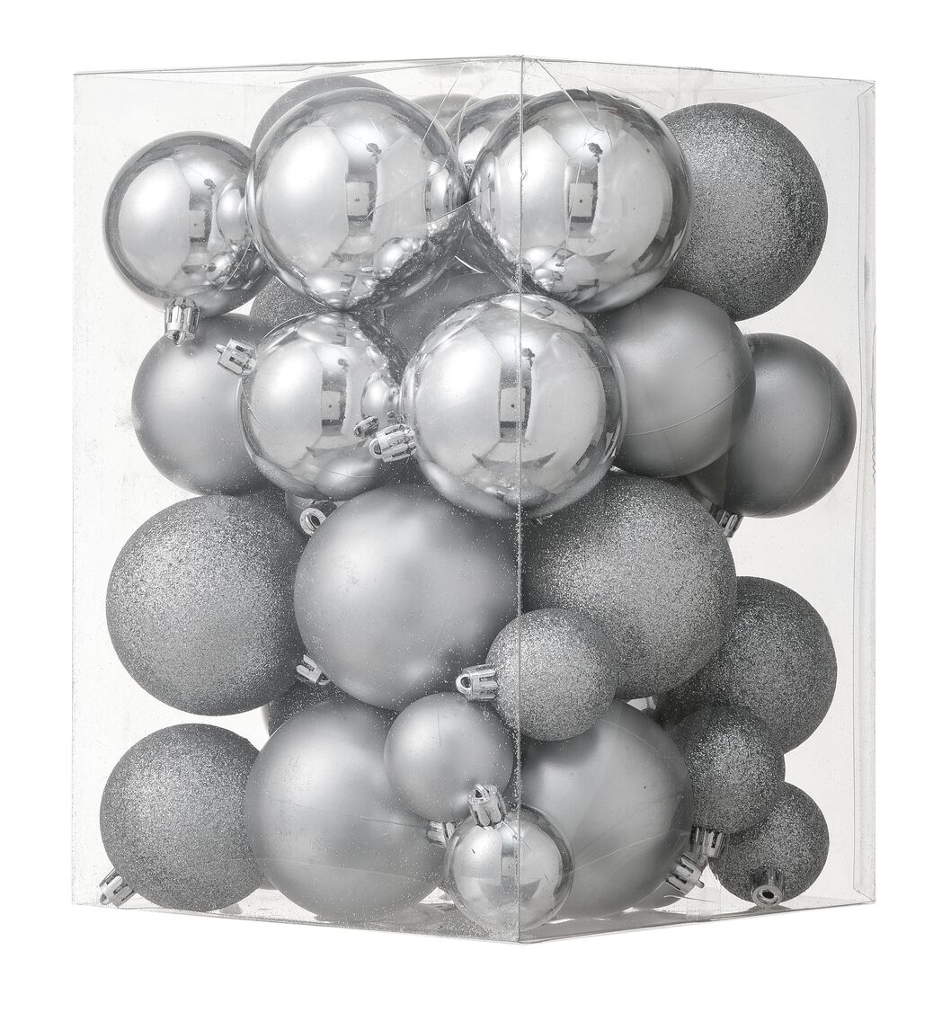 kerstballen gerecycled plastic zilver - 44 - HEMA