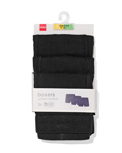 kinder boxers basic stretch katoen - 3 stuks zwart zwart - 19293189BLACK - HEMA
