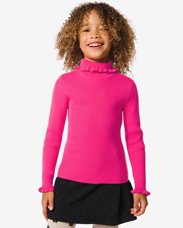 kinder rib coltrui  roze roze - 30803804PINK - HEMA