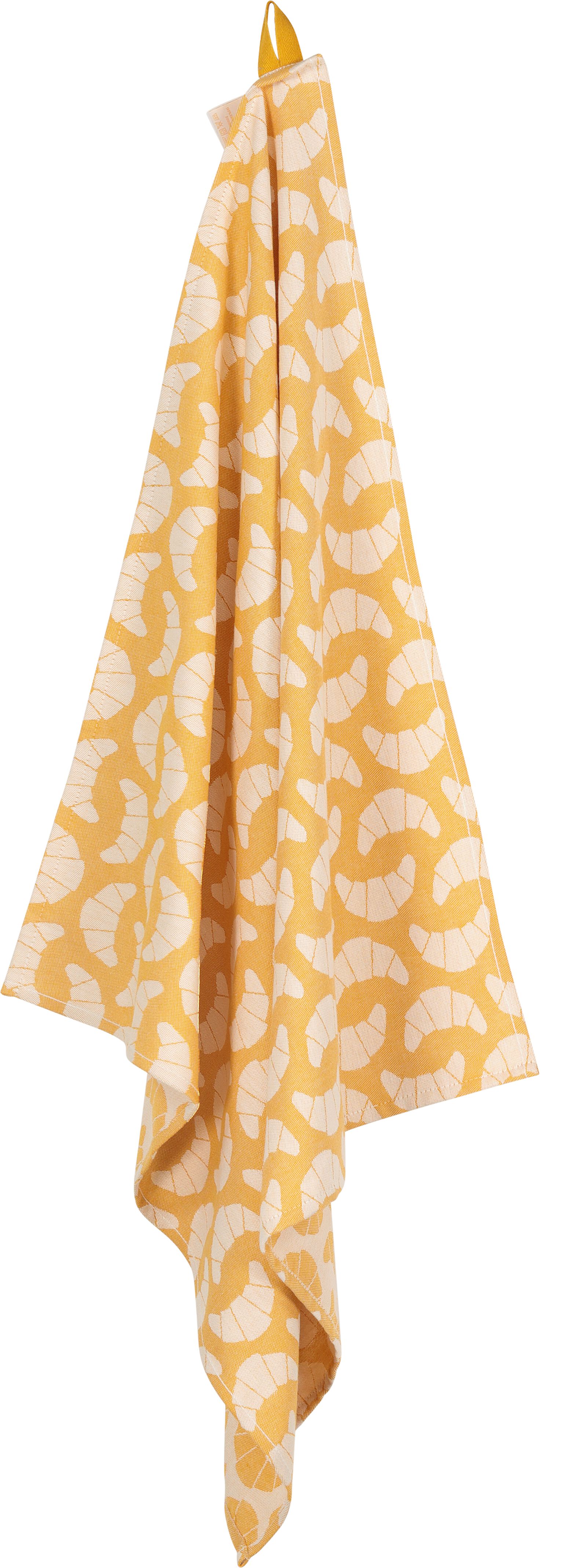 theedoek - 65 x 65 - katoen - okergeel croissant - 5400105 - HEMA