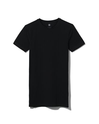 heren t-shirt slim fit o-hals extra lang zwart S - 34276853 - HEMA