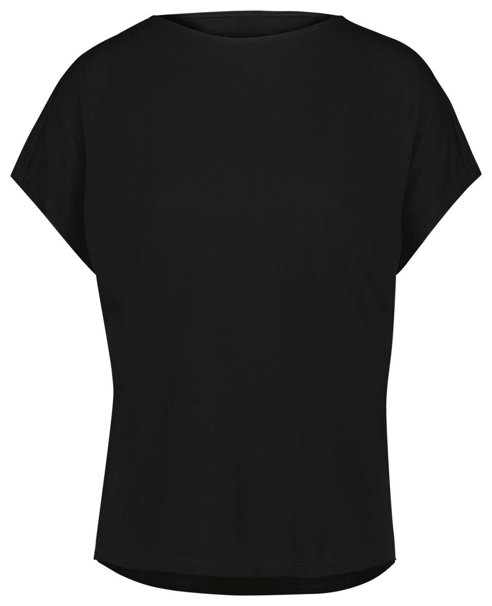 dames t-shirt zwart S - 36240351 - HEMA