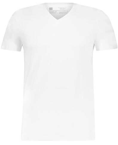 heren t-shirt regular fit v-hals - 2 stuks wit S - 34277043 - HEMA