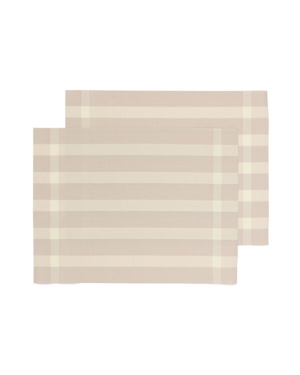 placemats geweven plastic 35x45 beige met strepen - 2 stuks - 5330288 - HEMA