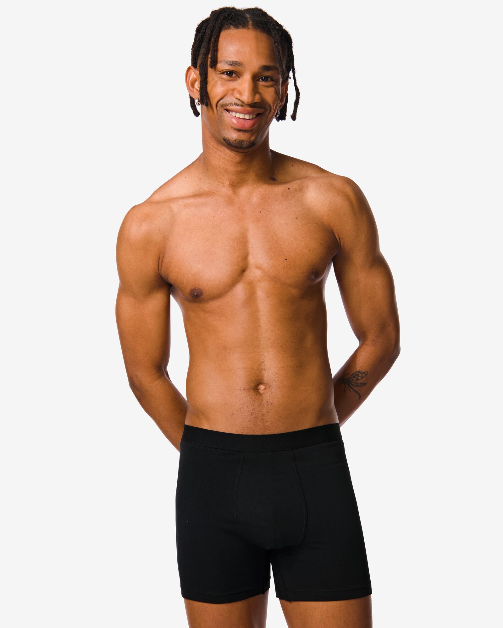 herenboxers lang - 3 stuks zwart zwart - 1000010252 - HEMA