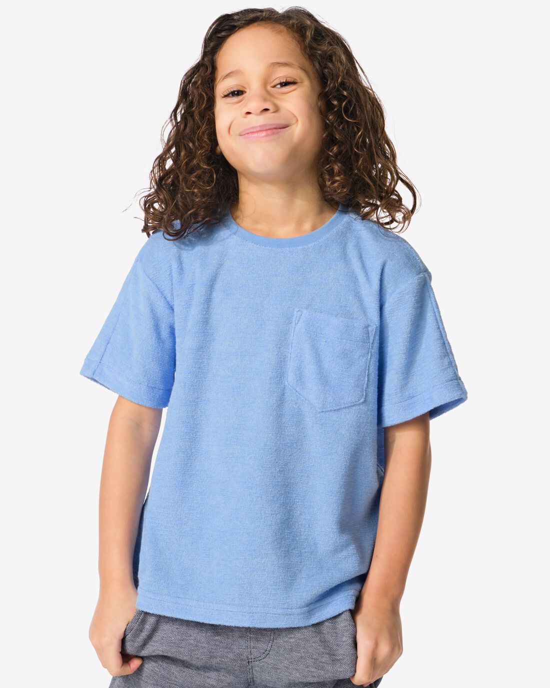 HEMA Kinder T-shirt Badstof Blauw (blauw)