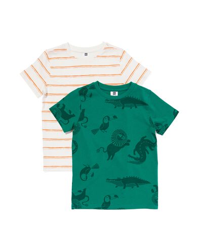 kinder t-shirts dieren - 2 stuks groen 86/92 - 30782277 - HEMA
