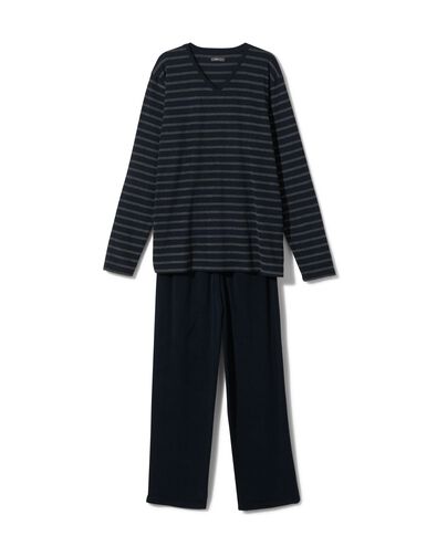 heren pyjama badstof donkerblauw - 1000028830 - HEMA