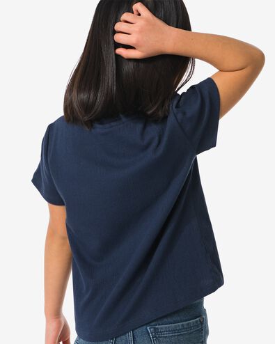 kinder t-shirt met ring donkerblauw 146/152 - 30841165 - HEMA