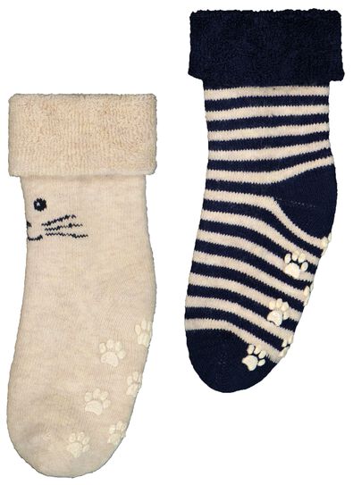 baby sokken met katoen - 2 paar beige 3-6 m - 4740342 - HEMA