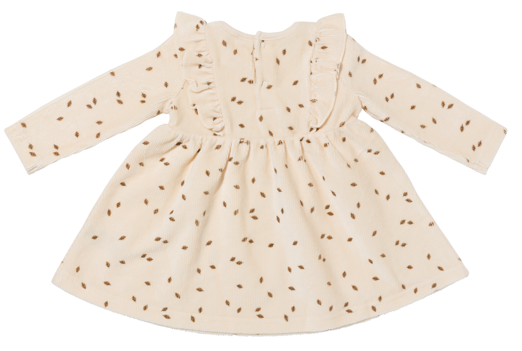 baby jurk met ruffle rib velours ecru ecru - 1000029126 - HEMA