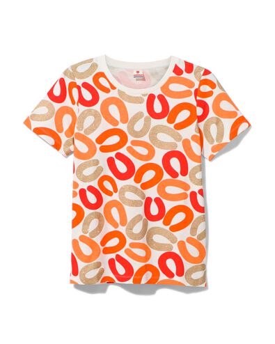 dames t-shirt met glitter rookworsten oranje L - 36240458 - HEMA