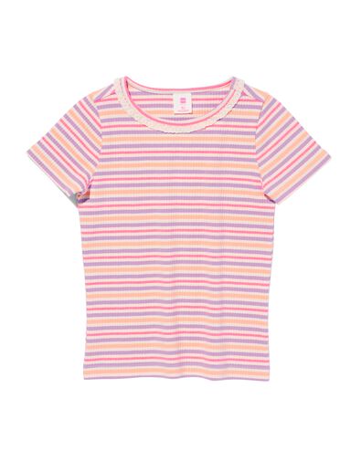 kinder t-shirt met ribbels multicolor 134/140 - 30824544 - HEMA