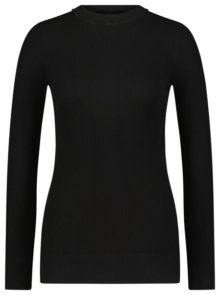 dames pullover Louisa rib zwart zwart - 1000026124 - HEMA