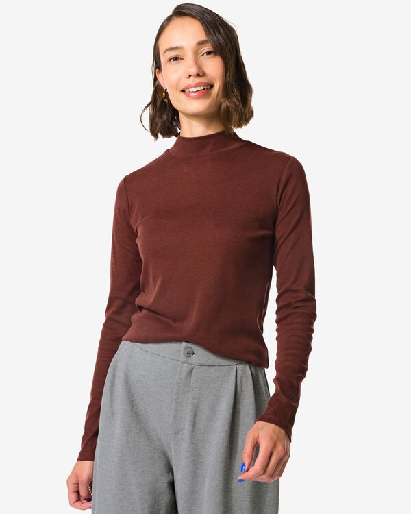 dames T-shirt Lora bruin bruin - 36204340BROWN - HEMA