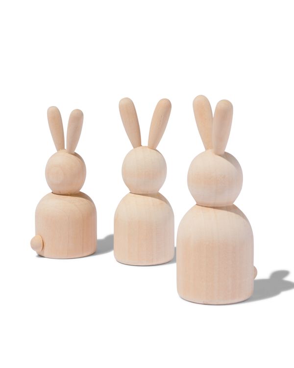 houten konijnen - 3 stuks - 25850031 - HEMA