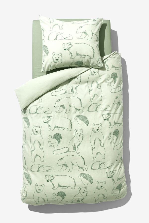 kinderdekbedovertrek 140x200 flanel beren - 5760045 - HEMA